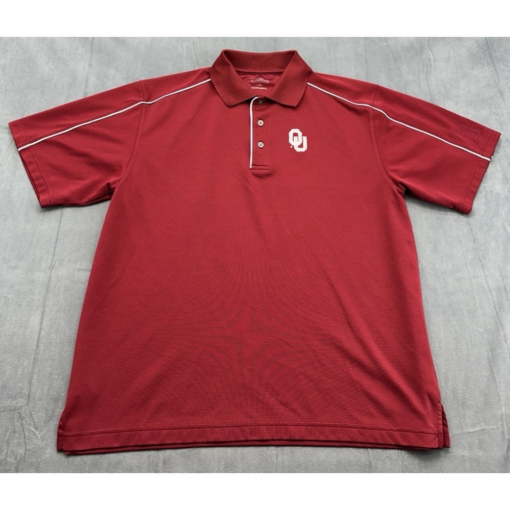 Oklahoma Sooners Polo Shirt Mens Large Maroon PGA Tour Golf College Sports NCAA